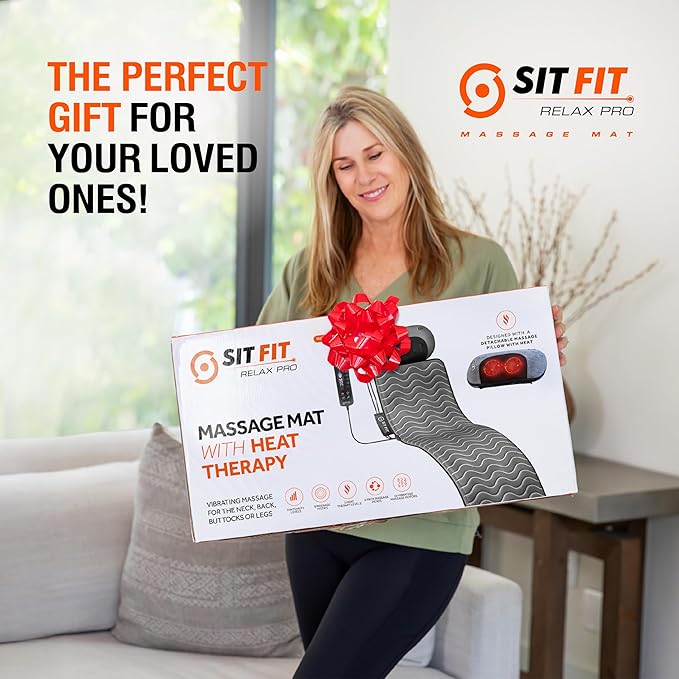 Full Body Massage Mat Vibrating Mattress Pad Bed Massager Mat Massage Mats for Full Body with Detachable Pillow with Heat Alleviates Muscle Pain Improves Circulation and Stress Relief by SITFIT