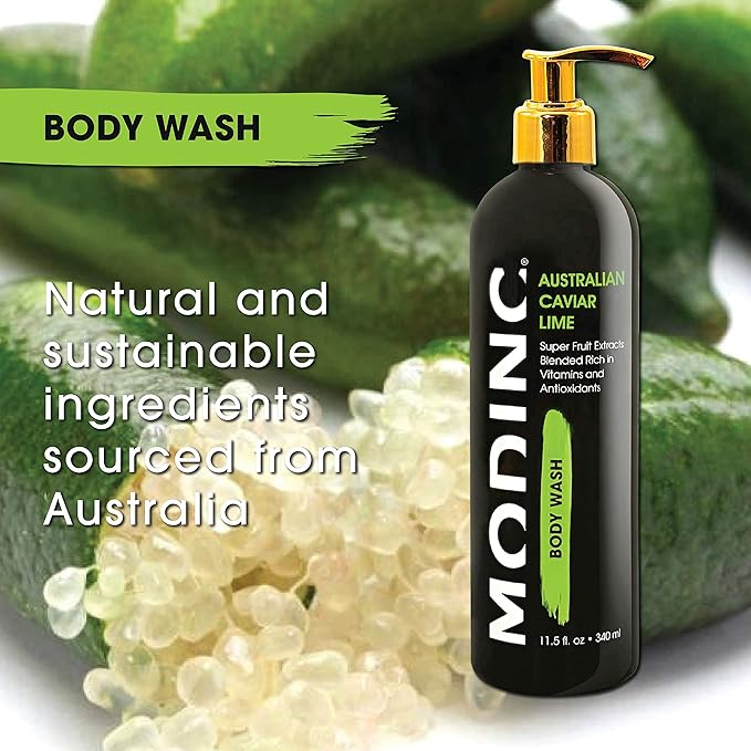 Modinc Luxury Body Wash Australian Caviar Lime Formula Super Fruit Extracts Blended Rich in Vitamins and Antioxidants Vegan Cruelty Free Pump 11.5 Ounces