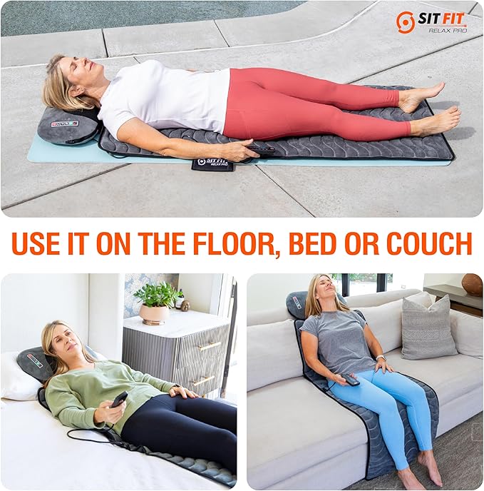Full Body Massage Mat Vibrating Mattress Pad Bed Massager Mat Massage Mats for Full Body with Detachable Pillow with Heat Alleviates Muscle Pain Improves Circulation and Stress Relief by SITFIT