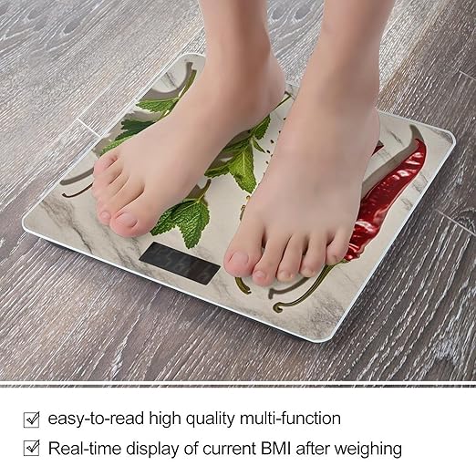 Spice Pepper Bathroom Scale for Body Weight Bathroom Weighing Scales with Back Lit LED Display Sturdy Tempered Glass Body Weight Bathroom Scale 400lb Weighing