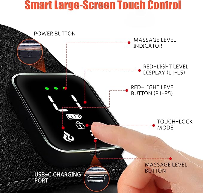 Red Light Therapy Vibration Knee Massager Vibration &amp Heat - 5 Massage Zones 660nm &amp 850nm Wavelengths Rechargeable Heating Pad Knee Wrap Gift for Men and Women