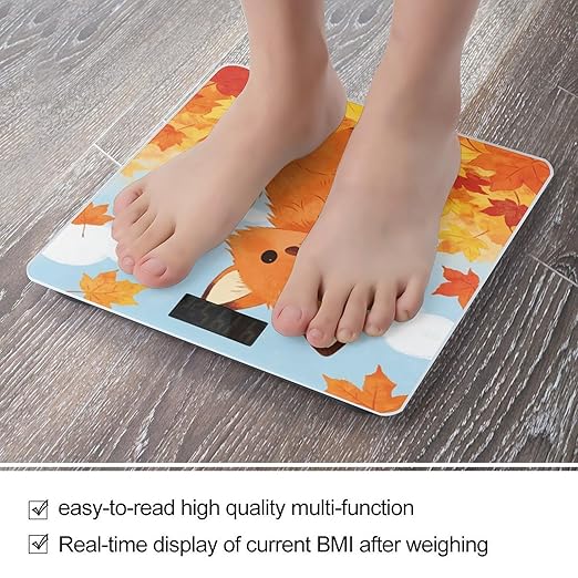 Burnt Orange Smart Scale for Body Weight Digital Bathroom Scale Toughened Glass Weight Scale with Large LCD Backlight Display High Precision Scales Weighing Machine