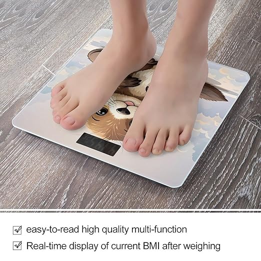 Cute Brown Otters Scale for Body Weight Smart Scales Digital Bathroom Scale High Precision Weighing Scales with Large Display Weighing Machine for People