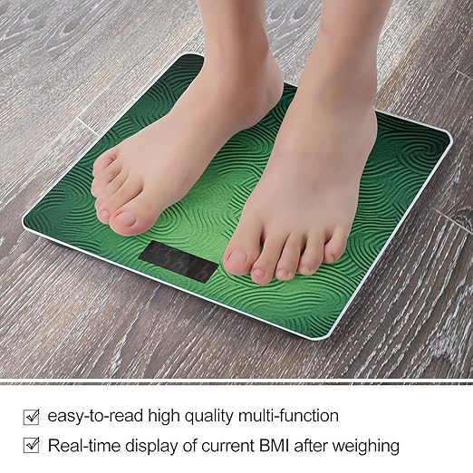 Green Curve Texture Smart Scale for Body Weight Accurate Bathroom Scale with LED Display Digital Weight Scales Weighing Machine High Precision Scales for Bath Home