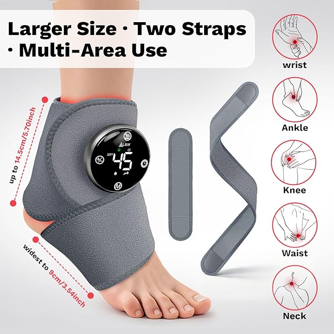 Large Fit Pro Foot Massager – Red-Light Therapy 5-Level Graphene Heating 6 Modes × 3 Intensities Waterproof Inner Liner &amp 90-Min Rechargeable BatteryMulti-Area Use for Ankle Knee Back Neck