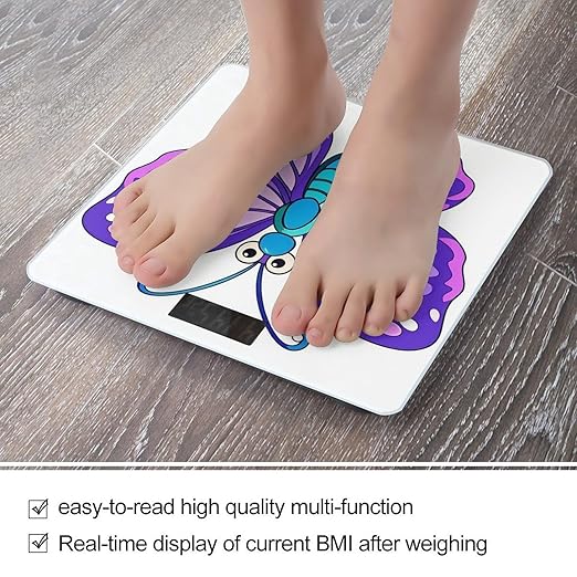 Purple Butterfly Scale for Body Weight Accurate Digital Bathroom Scale Toughened Glass High Precision Scales Smart Weight Scales with Large LCD Backlight Display Weighing Machine