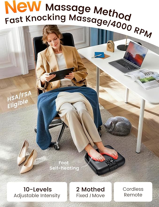 lifechill Cordless Electric Foot Massager with Remote Control [2026 Upgraded] Up and Down +Percussion Foot Massager for Neuropathy FSA EligiblePlantar Fasciitis MassagerHsa Approved