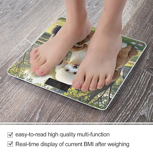 Poodles Dogs Scale for Body Weight Sturdy Tempered Glass Weighing Scales with LCD Display Accurate Digital Bathroom Scale Convenient Body Fat Smart Scales Easy Read