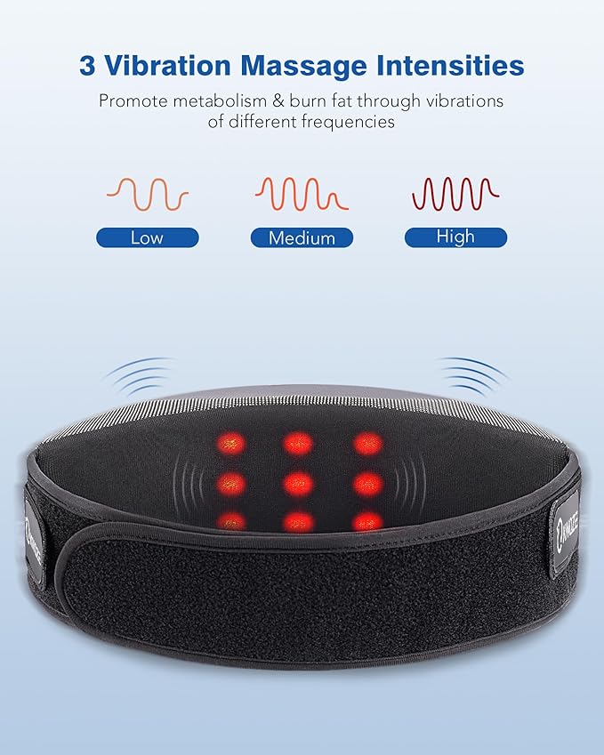 KNQZE Cordless Back Massager Belt for Pain Relief Stomach Massager for Digestion Heating Pad with 2 Heating Levels Slimming Massage Belt with 3 Vibration Modes Gifts for Women Men
