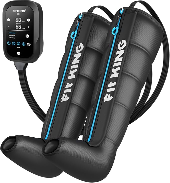 FIT KING Upgraded Leg Massager Recovery Boots Professional Air Compression Recovery System for Circulation &amp Athlete-Level Fast Recovery Cordless Rechargeable Compression Boots (Medium)