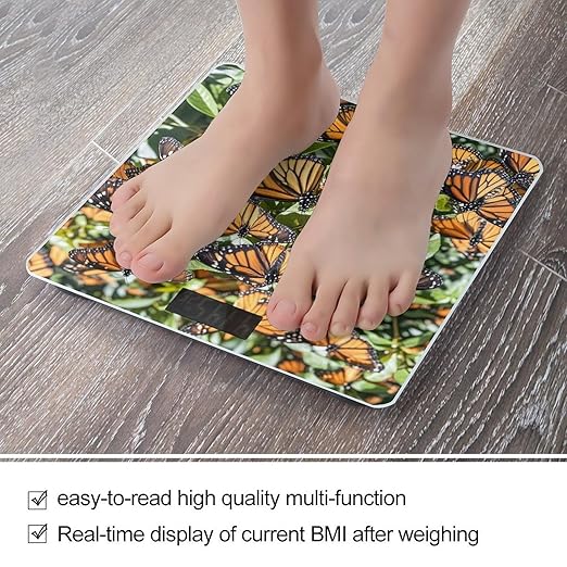 Heaps of Orange Monarch Butterflies Scale for Body Weight Accurate Digital Bathroom Scale Toughened Glass High Precision Scales Smart Weight Scales with Large LCD Backlight Display Weighing Machine