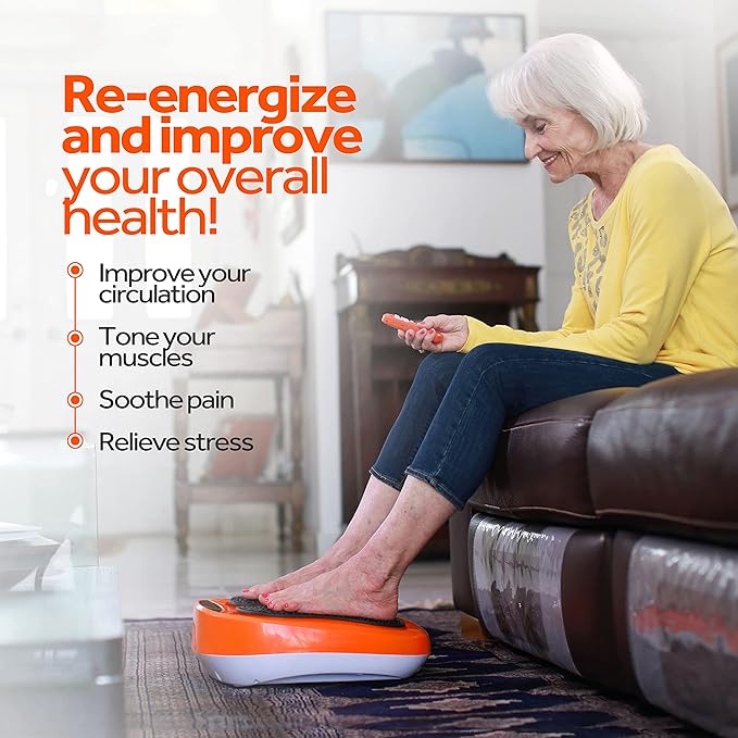 Power Legs Electric Foot Massager Machine with Remote Control Adjustable Speed Vibration - Calf Massager - Feet Massager for Neuropathy Pain Relief Plantar Fasciitis Leg Blood Circulation (Orange)