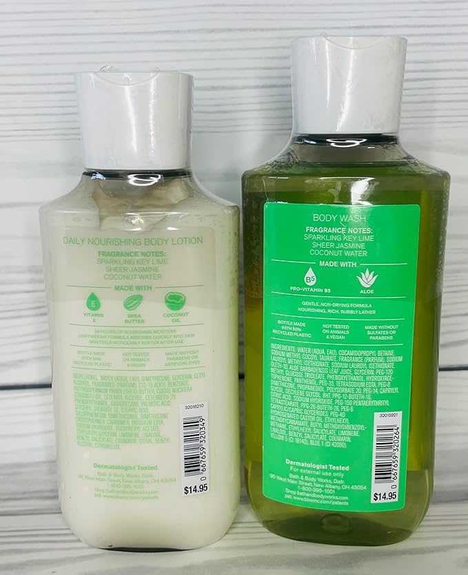 Bath &amp Body Works Coconut Lime Verbena Body Lotion and Body Gel Wash 2 Piece Set