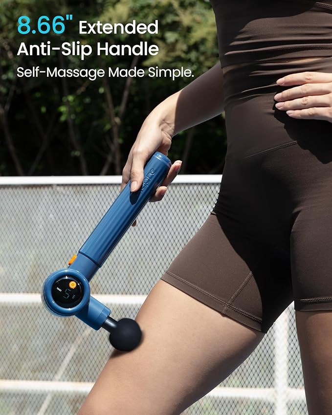 NAPRE Massage Gun with Extension Handle &amp Adjustable AnglesDeep Tissue Back Massage for Neck/Shoulders/Waist/Legs/Body Pain ReliefHandheld Percussion Muscle Massager6 Heads &amp Silentwith Ca