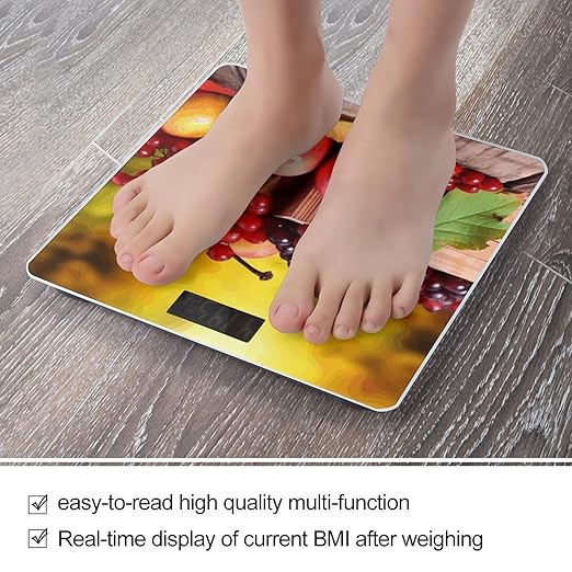 Fall Red Leaves and Fruits Bathroom ScaleHighly Accurate Digital Weighing Machine for People Bright LED Display Weight Scale for The Aldult Home Use