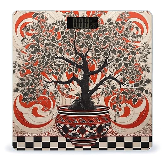Tree in Pot Scale for Body Weight Accurate Digital Bathroom Scale Toughened Glass High Precision Scales Smart Weight Scales with Large LCD Backlight Display Weighing Machine