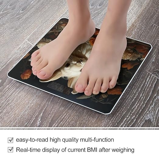 Rabbit and Flowers Smart Scale for Body Weight Accurate Bathroom Scale with LED Display Digital Weight Scales Weighing Machine High Precision Scales for Bath Home