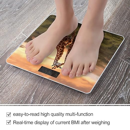 Couple Giraffe Digital Bathroom Scale for Body Weight Weighing Scale with Backlit LCD Display High Precision Measurements &amp Measures Weight Up to 180kg