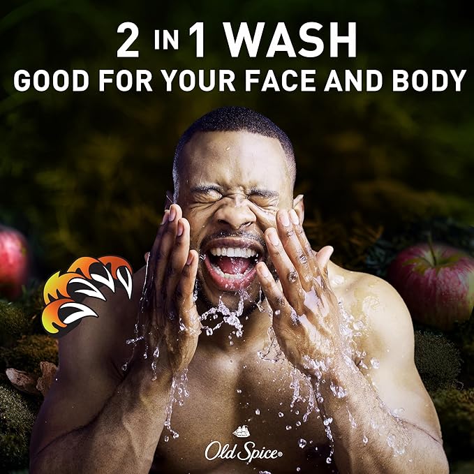 Old Spice Cleansing Body Wash for Men 3X Defense 24/7 Shower Fresh with Lasting Scent 2-in-1 Body &amp Face Wash Bearglove with Crisp Orchard Scent 33.4 (Pack of 4)