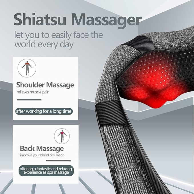 Mothers Day Gifts for Mom Wife Women Fathers Day Dad Husband Men Gifts Shiatsu Neck Back and Shoulder Massager with Heat for Pain Relief Deep Tissue Birthdays Valentine’s Day Christmas Gift