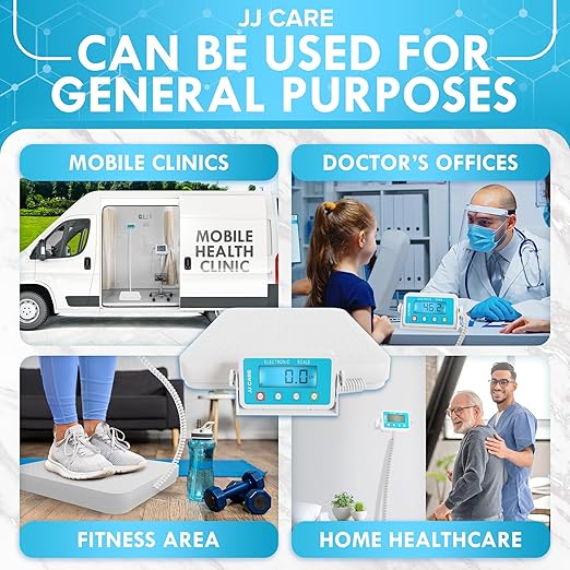 JJ CARE Medical Scale (660 lbs) - Professional Grade Body Weight Scale. Easy-to-Read LCD Display | Heavy-Duty Wrestling Scale for Home Gym Hospital Physicians and Clinical Use
