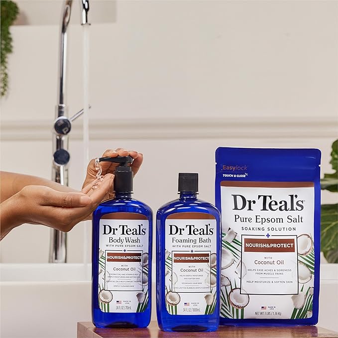 Dr Teal's Body Wash with Pure Epsom Salt with Coconut Oil 24 fl oz (Pack of 4)
