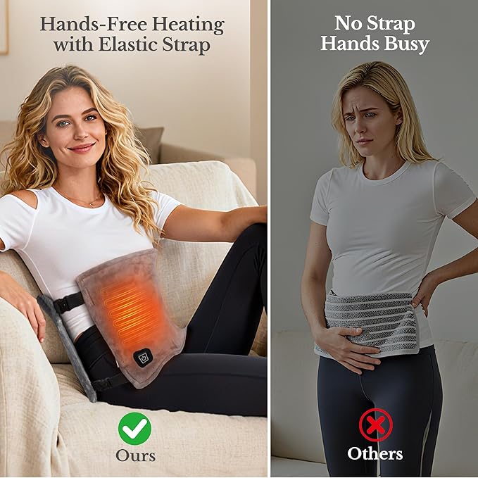 Cordless Heating Pad for Back Pain Relief &amp Cramps 12x24 Portable Heating Pad with Adjustable Straps Battery Operated Heated Pad Gifts 3 Heat Levels Pain Relief for Back Shoulder &amp Legs