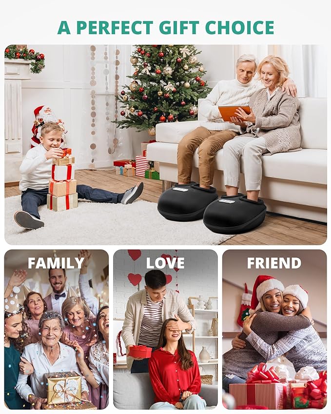 Medcursor Foot Massager Machine with Heat Rolling Deep Kneading Shiatsu Foot Massager for Delivers Pain Relief Tired Plantar Fasciitis Gift for Women Mom Men Fits Up to 13