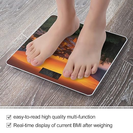 Digital Bathroom Scale for Body Weight Scale with Bright LCD Display High Accuracy Step-On Technology Auto On/Off Italian Sunset Digital Scales 400 Lbs /180kg