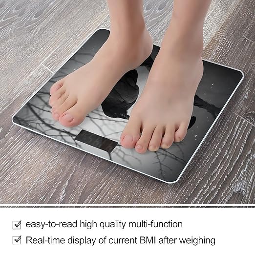 Crow Birds Bathroom Scale Large LCD Backlight Display Digital Scale Rounded Corners Body Scales Automatic Power On/Off Bathroom Scales for Home Bedrooms