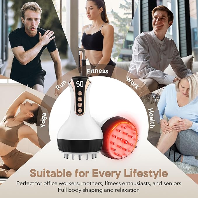 Lymphatic Drainage Massager &amp Massage Tool Body Sculpting Machine &amp Fascia Blaster for Cellulite with Microcurrent Light Heat &amp Vibration for Legs Arms &amp Belly