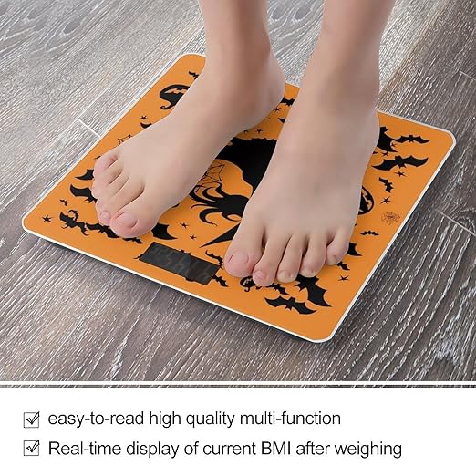 Halloween Witch Flying Scale for Body Weight Sturdy Tempered Glass Weighing Scales with LCD Display Accurate Digital Bathroom Scale Convenient Body Fat Smart Scales 400lb