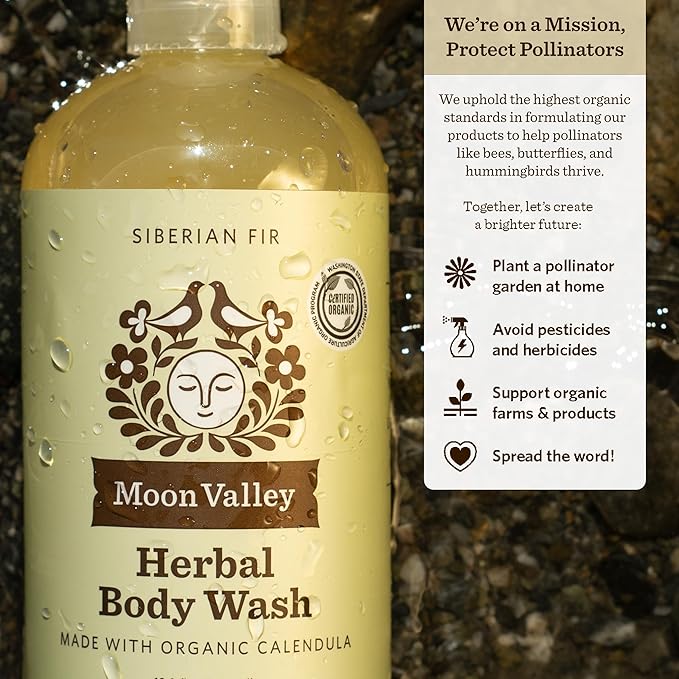 Herbal Body Wash Siberian Fir by Moon Valley All Natural Ingredients No Parabens Vegan Moisturizing Essential Oils Two Pack