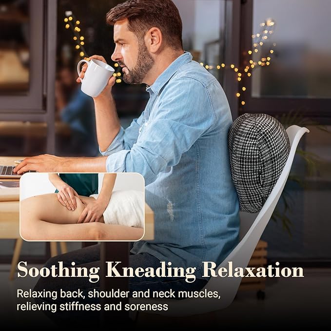 Back Massager for Pain Relief Birthday Day Gifts for Women Men FSA Eligible HSA Cordless 120min Neck and Back Massager Plush Skin-Friendly Kneading Massage Pillow for Full Body Relaxation
