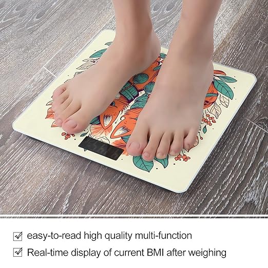 Two Orange Cats Scale for Body Weight Precision Bathroom Weighing Scales with Back Lit LCD Display Sturdy Tempered Glass Body Weight Scales Digital Bathroom Scale 400lb