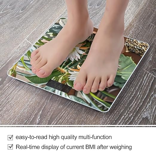 Cactus Flower Pot Scale for Body Weight Highly Accurate Digital Bathroom Body Scale Digital Bathroom Scales for People Anti-Slip Large LCD Display Smart Scales