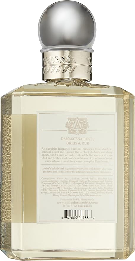 Antica Farmacista Bubble Bath - Relaxing Foam Bath with Honey Jojoba Oil &amp Aloe Vera - Luxury Gift for Any Occasion - Damascena Rose Orris &amp Oud 16 fl oz