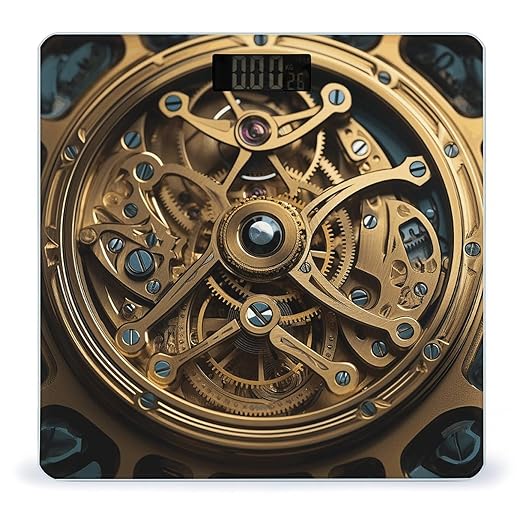 Cool Steampunk Gears Bathroom Scale for Body Weight LCD Display Digital Bathroom Scale Tempered Glass Bathroom Weight Scales Fashion Smart Scales for Home Bedroom 400 Lb