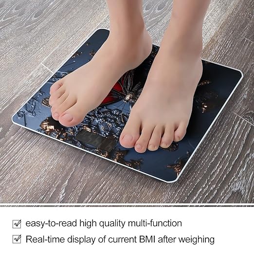 Red Butterfly Scale for Body Weight Accurate Digital Bathroom Scale Toughened Glass High Precision Scales Smart Weight Scales with Large LCD Backlight Display Weighing Machine