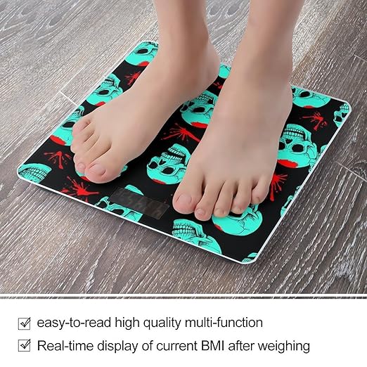 Men's Smart Scale for Body Weight Digital Bathroom Weighing Scale Automatic Switch Energy Saving Scale Halloween Cool Red Blood Zombie Skull