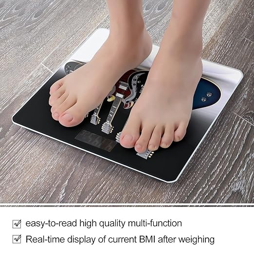 Electric Guitar Bathroom Scale for Body Weight 400 Lb Weight Scale with High Precision Sensors Tempered Glass Highly Accurate Digital Weighing Machine for People