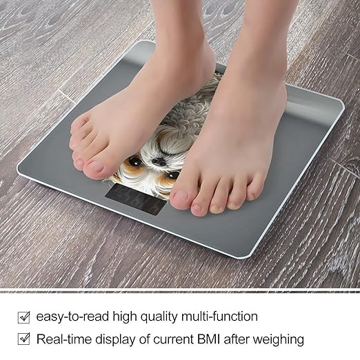 Shih Tzu Dogs Weight Scale Large Digital Bathroom Scales with Bright LED Display Non Slip Digital Scale and Step On Fashion Weighing Machine for Body