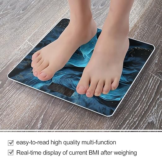 Blue Fabric Scale for Body Weight Digital Bathroom Scale Precision Smart Weighing Scales with Clear LED Display Accurate High Precision Scales Weighing Machine