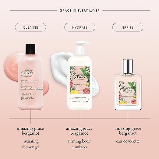 philosophy amazing grace hydrating bath &amp shower gels - efficiently cleanses soothes &amp comforts dry skin - vegan formula