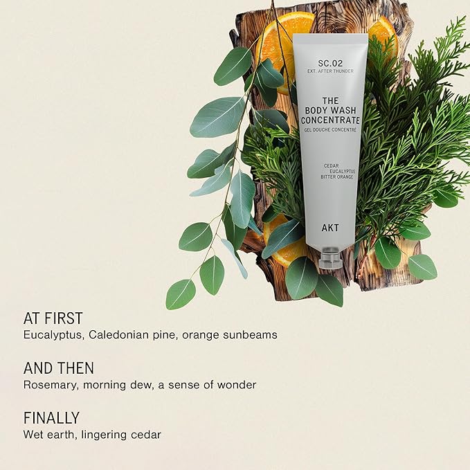 AKT The Body Wash Concentrate 3.4 Fl Oz Natural Shower Gel with Skin-Balancing Prebiotics Body Wash Women &amp Men with Olive Squalane &amp Vitamin E Sc.02 After Thunder All Genders