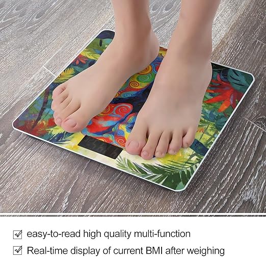 Colorful Elephant Weight ScaleClear LED Display Bathroom Digital Weighing ScaleTempered Glass Digital Bathroom Scale for Body Weight Capacity Up to 400 Lbs