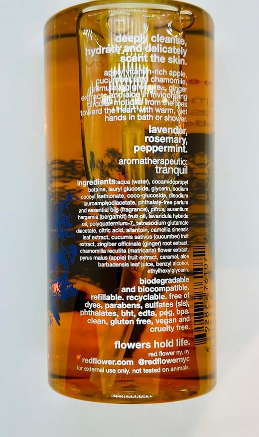 Red Flower French Lavender Purifying Body Wash – Cleanse &amp Hydrate Botanical Shower Gel with Organic Fruit &amp Leaf Extracts for Hydrated Radiant Skin (10 oz)