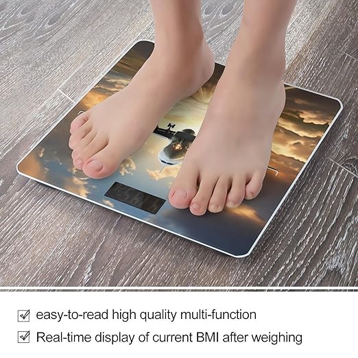 Airplane Scale for Body Weight Safe Rounded Corners Tempered Glass Digital Bathroom Scale LED Display 400lb Capacity Weight Scales with High Precision Sensors