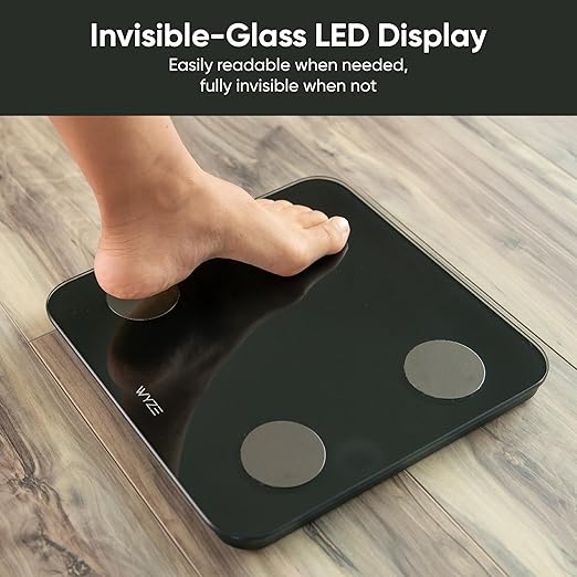 Wyze Scale S Scale for Body Weight Digital Bathroom Scale for Body Fat BMI Muscle Heart Rate Body Composition Analyzer with App Batteries Included Bluetooth 400 lb Black