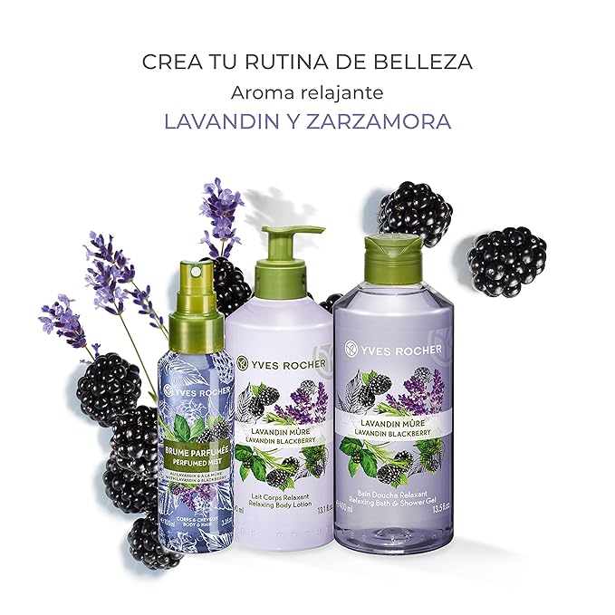 Yves Rocher Sensual Energizing Relaxing Bath Shower Gel Natural Organic 400 ml (Lavandin BlackBerries)